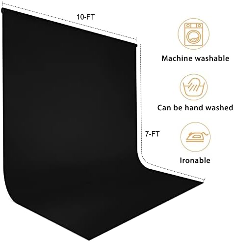 Aimosen 10x7 FT Black Backdrop Background for Photography, High Density Polyester Fabric Pure Black Photo Backdrop Curtain Screen Collapsible Seamless for Photoshoot Portraits Party Video Studio - Image 4