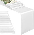 10-Pack White 12 x 108 inches Long Premium Satin Table Runner by REWOMC