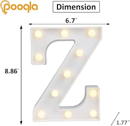 Pooqla LED Marquee Letter Lights, Warm White and Cool White Decorative Lighted Letters, Light Up Alphabet Letters for Boys Girls, Party, Wedding, Bar, Night Light, Birthday Decoration, Letter Z - Image 5