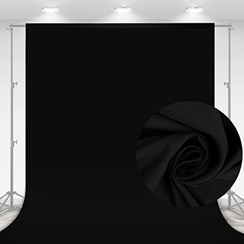 Aimosen 10x7 FT Black Backdrop Background for Photography, High Density Polyester Fabric Pure Black Photo Backdrop Curtain Screen Collapsible Seamless for Photoshoot Portraits Party Video Studio by Aimosen