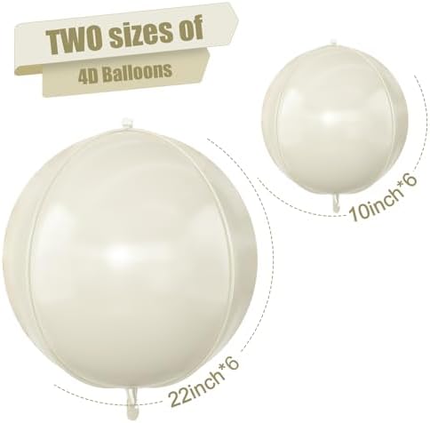 12 Pcs Cream White Round Foil Balloons Boho Birthday Prom Decor 22" 10" - Image 2