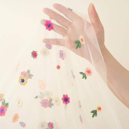 3pcs Champagne Embroidery Daisy Fall Table Runner 10ft Florals Seasonal Tulle Table Runner Holiday Kitchen Dining Table Decoration for Home Party Indoor - Image 5
