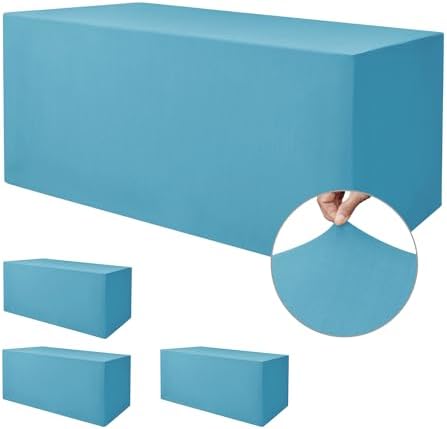 Rectangle Spandex Fitted Tablecloths For Vendor 4 Pcs 72X30 Inch Turquoise by Nasitoshomedecor