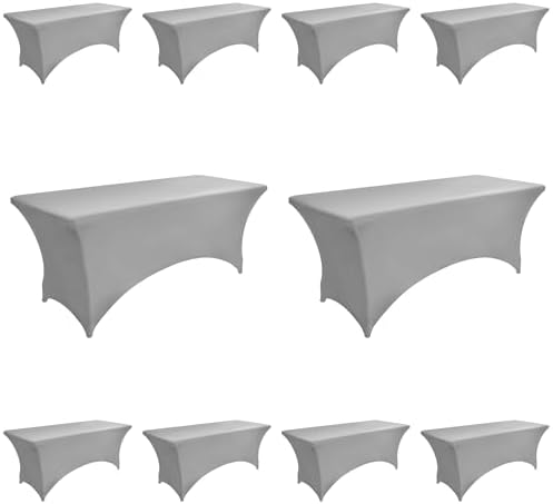 114 10-Pack 6ft Spandex Table Covers for Rectangle Standard Folding Tables - Wrinkle Resistant Stretch Tablecloths - Ultimate Fitted Table Protector for Parties, Banquet, and Wedding by Unknown