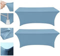 Eurmax USA 2-Pack Rectangular Fitted Spandex Table Covers 8ft Tablecloth Wedding Event Patio Table Decorations Stretch Table Cover for 8ft Folding Table (Sky Blue) by Eurmax