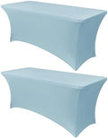 Obstal 8ft Stretch Spandex Table Cover, 2 Pack, Dusty Blue by Obstal