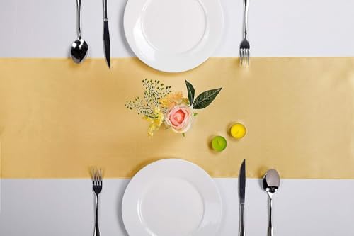 15-Pack Satin Table Runner Light Gold 12 x 108 inches Long, Table Runners for Wedding, Birthday Parties, Banquets Decorations（15 Pack, 12x108 Inch, Light Gold） - Image 6