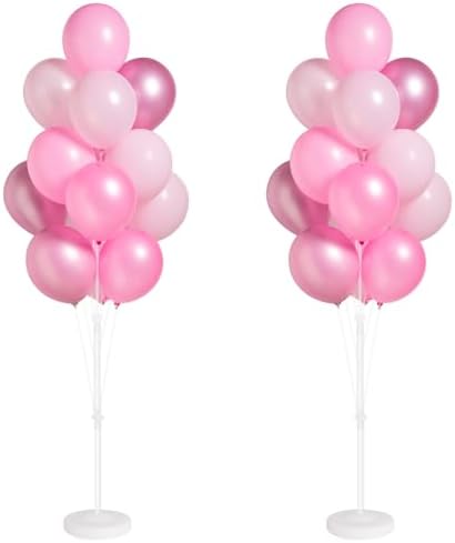 Pink Balloon Stand Kit Set of 2 for Table or Floor Girls Party Decor by Tosuced