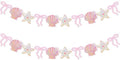 Oudain 2 Pack Pink Seashell Banner Bow Garland Mermaid Ocean 6.56 Ft by Oudain