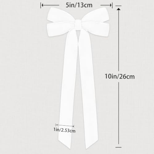 12Pcs White Velvet Ribbon Bows Christmas Tree Decorations,5in x 10in Xmas Ornaments for Tree Home Party Front Door Wreath Garland Holiday Decor - Image 2
