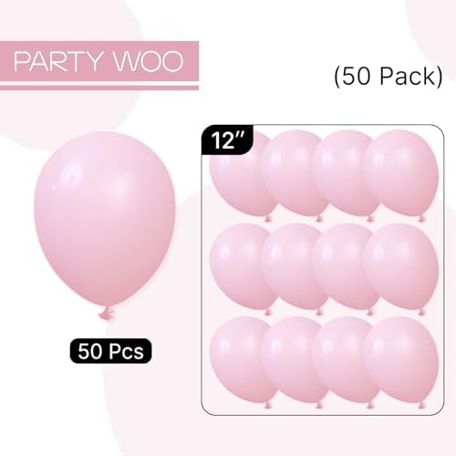 PartyWoo Light Pink Balloons 50pcs Pastel Pale Baby Pink Color 12 Inch - Image 6