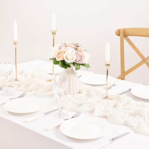 Ivory Cheesecloth Table Runner Farmhouse Fall Table Runner 10ft, 3 Pack - Image 4