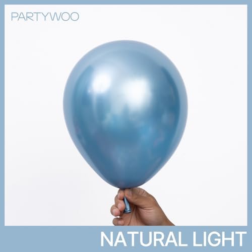 PartyWoo Metallic Light Blue Balloons 50pcs Metallic Baby Blue Color - Image 2