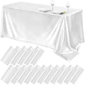 TURSTIN 16 Pack White Satin Tablecloth 102 x 58 Inch Overlay Table Cover by TURSTIN