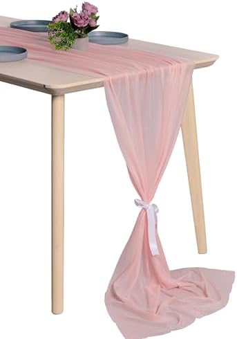 Pack of 25 Chiffon Table Runners 29 x 120 Inch, 14FT Long - Dusty Rose by MDS