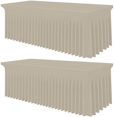 Smiry 2 Pack Spandex Elastic Fitted Table Cloth Skirt for 6FT Table by Smiry