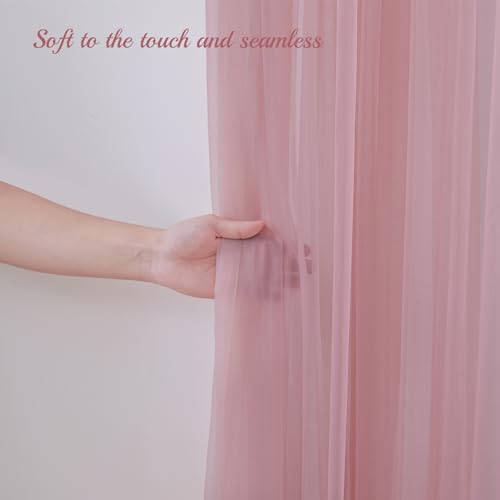 10x8ft Dusty Rose Tulle Backdrop Curtain with Lights String for Parites, Sheer Backdrop Curtains for Wedding Baby Shower Birthday Party Photo Shoot Decorations - Image 6