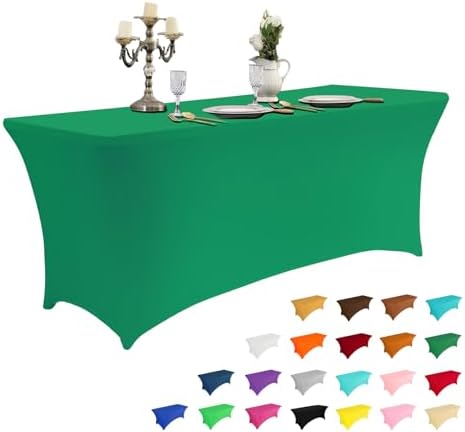 IVAPUPU 8FT Table Cloth for Rectangular Spandex Emerald Green Table Cover by IVAPUPU
