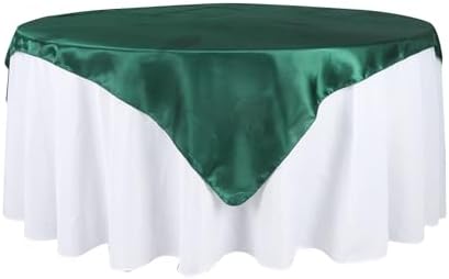 10 pcs 72x72 inch Hunter Green Square Tablecloth Satin Fabric Overlays Linens | Table Cloths Cover for Wedding Party Banquet Reception Events Decoration Kitchen Dining Events Kitchen Dining by BalsaCircle