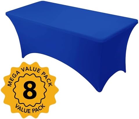 8-Pack Royal Blue Spandex Tablecloths for 6ft Rectangle Tables - Image 2