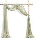 Floroom Wedding Arch Draping Fabric 2 Panels 20Ft Sage Green Chiffon Fabric Drapes Arbor Drapery Wedding Ceremony Reception Swag Decorations by Floroom