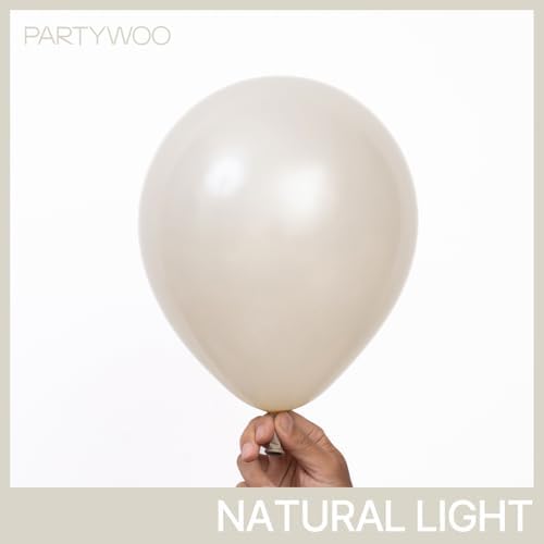 PartyWoo Pearl White Sand Balloons 50pcs White Beige Cream Ivory 12 Inch - Image 2