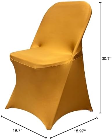 HAINARverS Folding Chair Covers for Wedding, 10pcs Gold - Image 7
