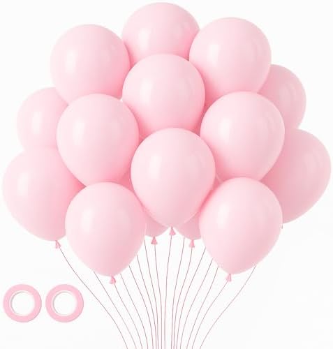 Voircoloria 105pcs Light Pink Pastel Pink Party Latex Balloons, 12inch by Voircoloria