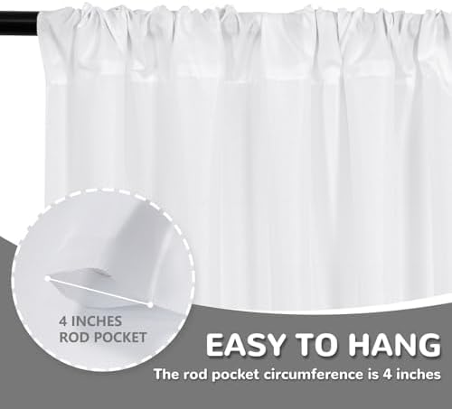 MEETSKY White Backdrop Curtains for Wedding Parties,10x8 FT White Curtains - Image 2