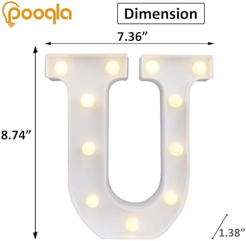 Pooqla LED Marquee Letter Lights Sign, Light Up Alphabet Letter for Home Party Wedding Decoration U - Image 4