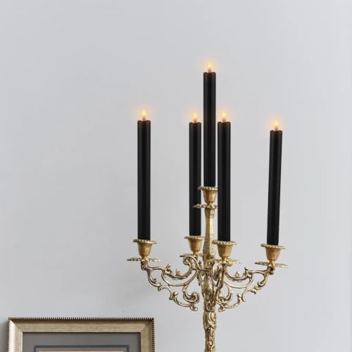 Black LED Taper Candles with Remote Timer, 24 Pack 9" Battery Operated Flameless Candles, 3D Flickering Flameless Taper Candles for Halloween Christmas Decor, Dinner Table Centerpiece, Wedding - Image 5