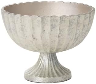 Scallop Metal Compote Bowl | Silver Metal Compote Vase l Distressed Metal Vase l Indoor and Outdoor Compote for Any Event Decoration (8.5"x 6.25") by Accent+Decor