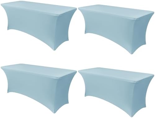 Obstal 6ft Stretch Spandex Table Cover, 4 Pack, Dusty Blue by Obstal