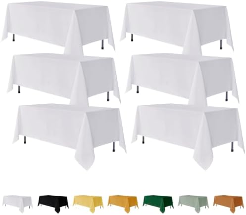 Fitable 6 Pack Rectangle Tablecloths, 70 x 108 Inch, Whitre by Fitable