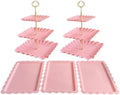 5 Pcs Cupcake Stand Set - Pink Plastic Dessert Table Display Set by RAUVOLFIA