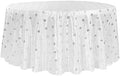 CVL 1 Pc, Sequin Embroidery Taffeta 120" Round Tablecloth - White(Machine Washable) for Home & Events Decor by CVL