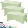 Fixwal 3 Pack 6FT Sage Green Tablecloth Rectangle Spandex Table Cover by Fixwal