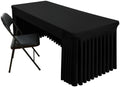Smiry Spandex Open Back Tablecloth,Elastic Fitted Stretch Tablecloth for 8FT Rectangle Tables,Waterproof Washable Table Cover Skirt for Outdoor, Wedding, Banquet & Parties (Black, 96Lx30Wx30H Inch) by Smiry