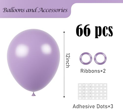 Voircoloria 66pcs Lilac Purple Faded Purple Latex Party Balloons, 12inch - Image 2