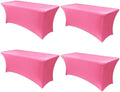 Obstal 6ft Stretch Spandex Table Cover, 4 Pack, Dark Pink by Obstal