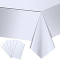 6 Pack Silver Plastic Tablecloth, Disposable Rectangle Table Covers, Holographic Metallic Foil Tablecloth Silver Party Supplies Decorations for Birthday Graduation Disco Bachelorette, 54x108Inch by EnjoyYourFunnyParties