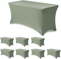 Spandex Tablecloth Rectangular 4ft-Sage Stretch Table Covers Fitted-8 Pack by Enjoyidea