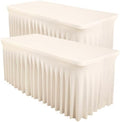 Shillance 2 Packs Ivory Spandex Tableclothes for 8 Foot Rectangle Table, Spandex Table Covers 8FT Stretch Table Skirts Rectangle Wrinkle Free Fitted Table Cloth for Event, Wedding, Banquet & Parties by Shillance