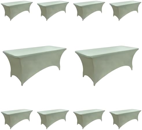 10-Pack 6ft Spandex Table Covers for Rectangle Standard Folding Tables - Wrinkle Resistant Stretch Tablecloths - Ultimate Fitted Table Protector for Parties, Banquet, Wedding by Unknown