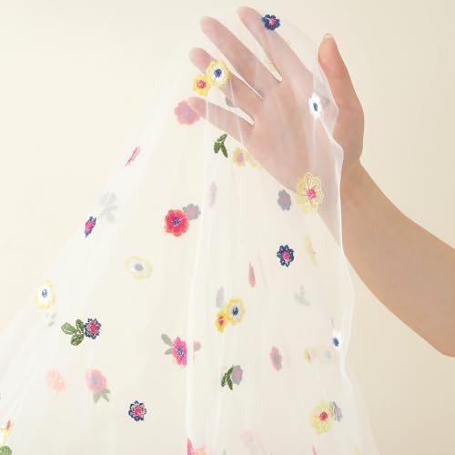 3pcs White Embroidery Daisy Fall Table Runner 10ft Florals Seasonal Tulle Table Runner Holiday Kitchen Dining Table Decoration for Home Party Indoor - Image 5