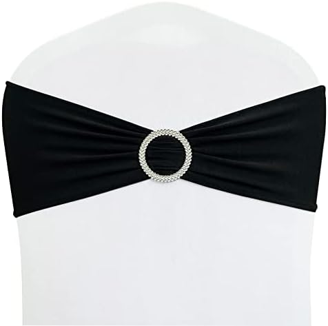 Spandex Chair Sashes Bands, Black, 30PCS by Maiangel