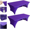 Eurmax USA 2-Pack Spandex Table Cover 8 ft. Fitted 30+ Colors Polyester Tablecloth Stretch Spandex Table Cover-Table Toppers,8 FT Table Cover Open Back (Purple) by Eurmax