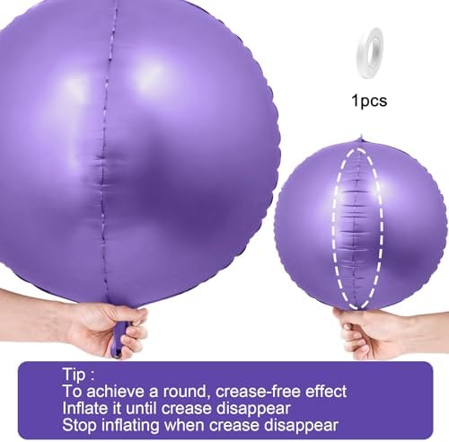 12PCS Purple Round Foil Balloons 22" 15" 10" Large Metallic Balloons - Image 6