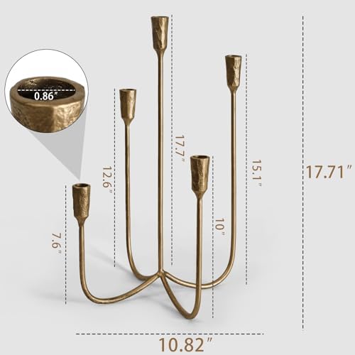 5-Candle Cast Iron Metal Candelabra Candlestick Holders 15 inch - Image 2