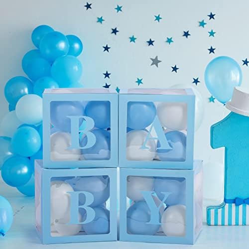 Voircoloria Baby Balloon Boxes with Letters, Blue, 4 Transparent Boxes - Image 5
